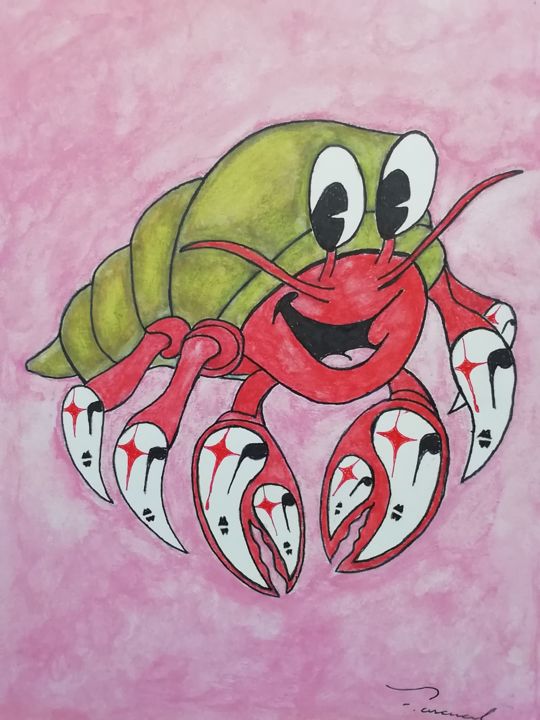 Dibujo titulada "Cangrejo hermitaño…" por Francesc Pascual, Obra de arte original, Acuarela