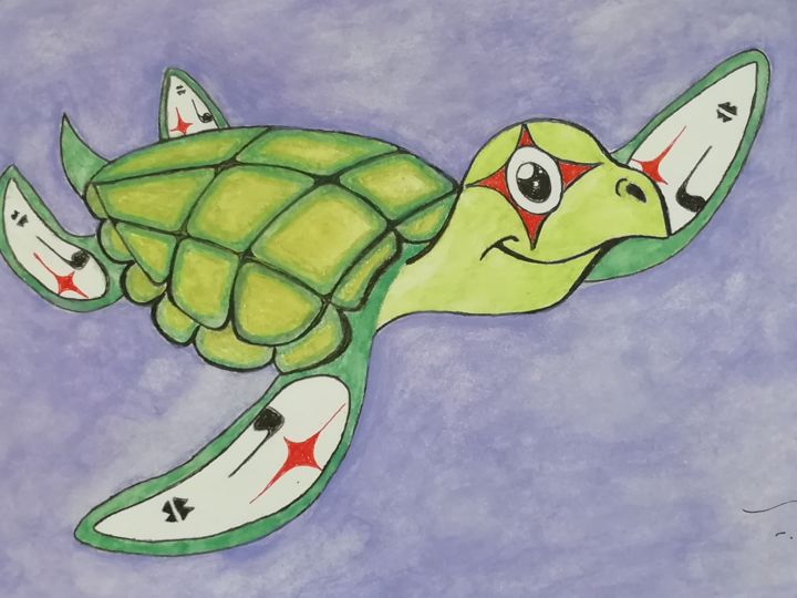 Dibujo titulada "Tortuga de mar mimo…" por Francesc Pascual, Obra de arte original, Cera