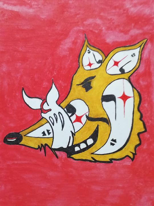 Dibujo titulada "Lobo mimo. Save the…" por Francesc Pascual, Obra de arte original, Cera