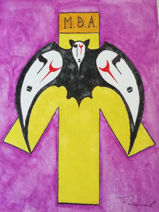 Dibujo titulada "Murciélago mimo cru…" por Francesc Pascual, Obra de arte original, Acuarela
