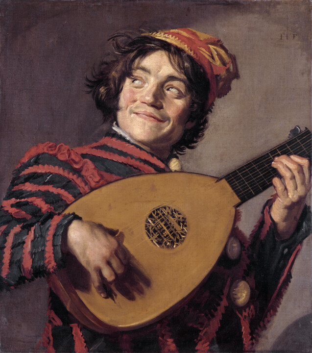 Schilderij getiteld "Le Bouffon au luth" door Frans Hals, Origineel Kunstwerk, Olie