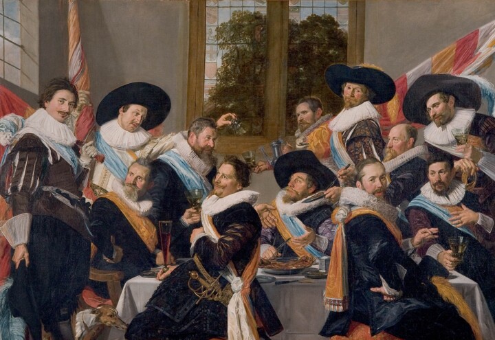 Schilderij getiteld "Banquet des officie…" door Frans Hals, Origineel Kunstwerk, Olie
