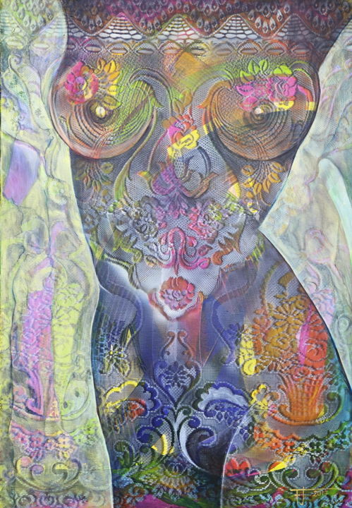 Картина под названием "The Queen of Saba" - Frantiska Janeckova, Подлинное произведение искусства, Акрил