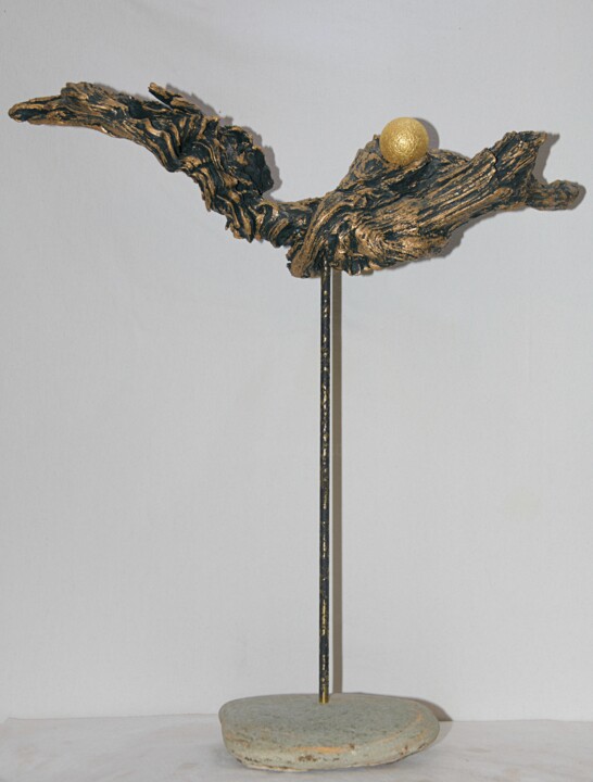 Escultura titulada "Goldwurzel" por Franz Berger, Obra de arte original, Madera