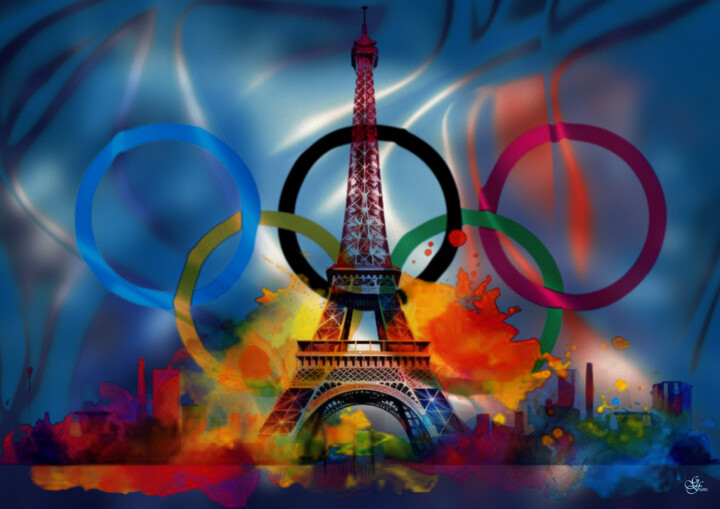 Grafika cyfrowa / sztuka generowana cyfrowo zatytułowany „Olympia Paris 2024-9” autorstwa Franz Grausenburger, Oryginalna pr…