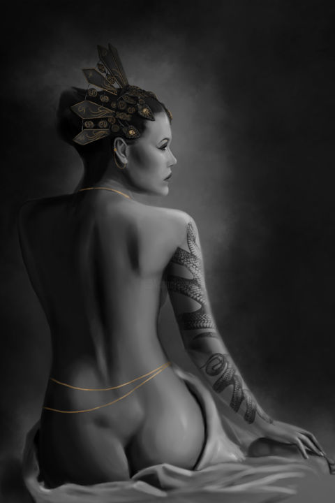 Digitale Kunst getiteld "Dark Queen" door Dennis Graysham, Origineel Kunstwerk, Digitaal Schilderwerk