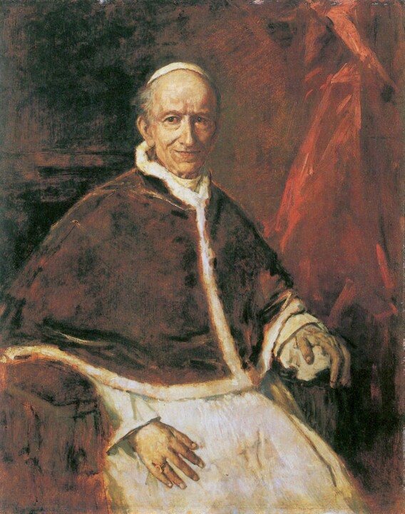 Pittura intitolato "Portrait du pape Lé…" da Franz Von Lenbach, Opera d'arte originale, Olio