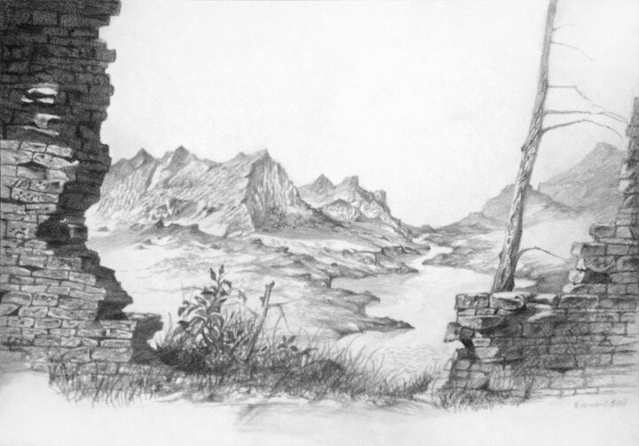 Drawing titled "etude pour tableau…" by Franzart, Original Artwork, Pencil