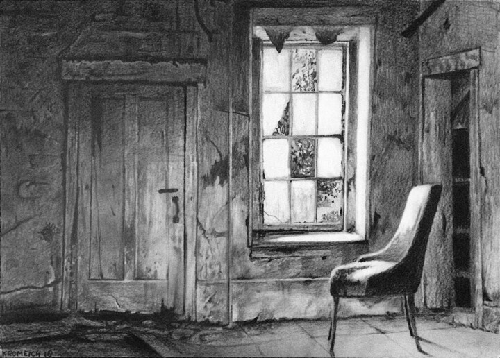 Dessin intitulée "chambre obliée" par Franzart, Œuvre d'art originale, Crayon