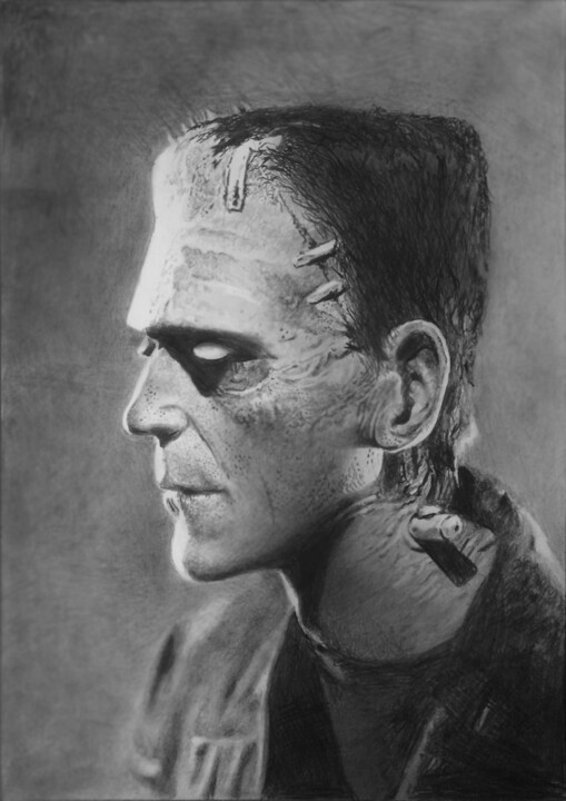 제목이 "boris karloff as fr…"인 그림 Franzart로, 원작, 연필