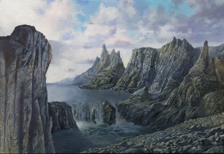 Pintura intitulada "paysage fictif" por Franzart, Obras de arte originais, Óleo