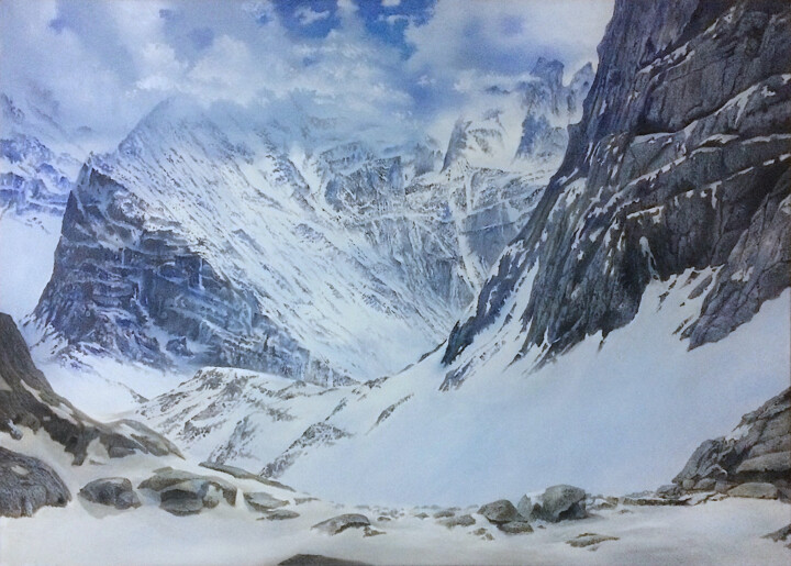 Pintura titulada "Landscape, mountain…" por Franzart, Obra de arte original, Oleo