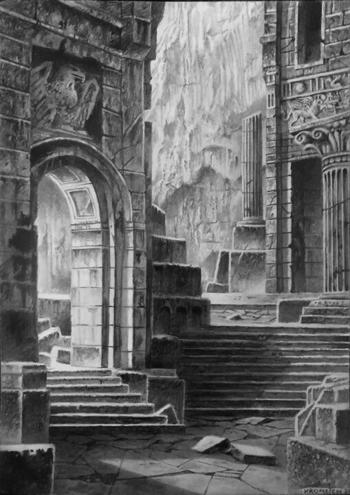 Dibujo titulada "Roman Ruins, fantas…" por Franzart, Obra de arte original, Lápiz