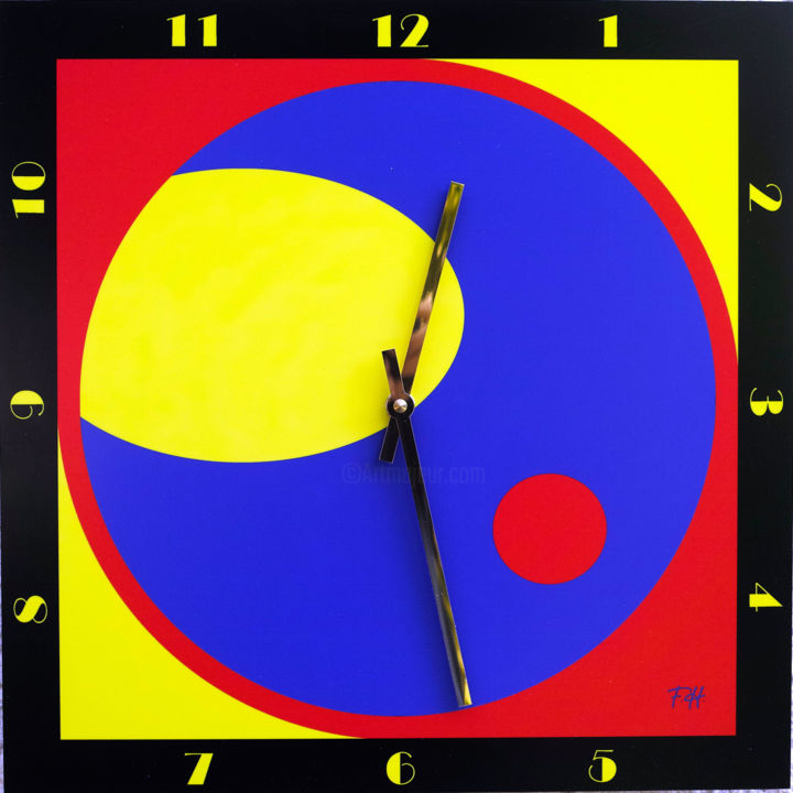 Design mit dem Titel "wallclock 3, limite…" von Franz Hümpfner, Original-Kunstwerk, Digitaldruck Auf Keilrahmen aus Holz mon…