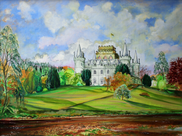 Painting titled "Inveraray Castle" by Fraser Maciver (1960 - 2019), Original Artwork, Acrylic