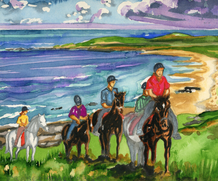 Painting titled "Islay Suite - Pony…" by Fraser Maciver (1960 - 2019), Original Artwork, Watercolor