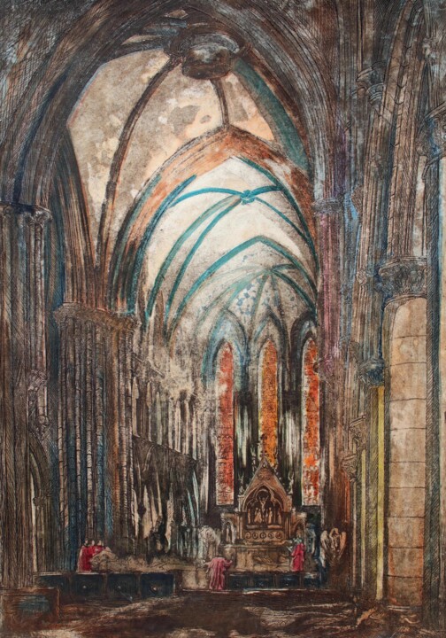Gravures & estampes intitulée "St Mary's Cathedral…" par Fraser Maciver (1960 - 2019), Œuvre d'art originale, Eau-forte