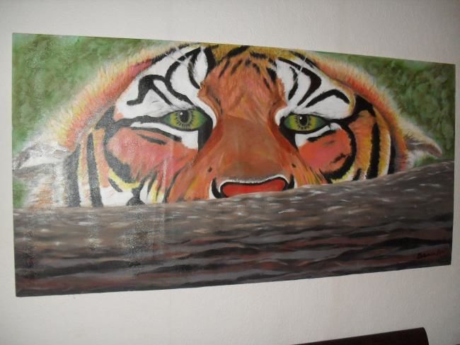 Peinture intitulée "tiger" par Rosa Blù, Œuvre d'art originale