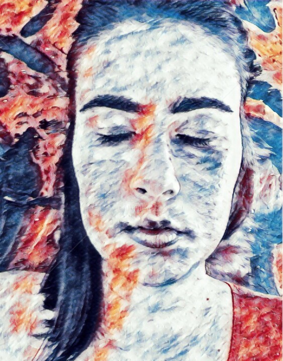 Arte digitale intitolato "Marie sonhando" da Fernanda Ross Ross, Opera d'arte originale, Pittura digitale
