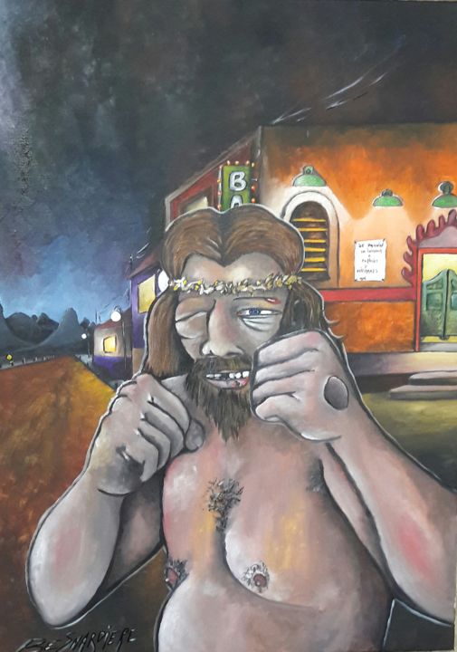 Schilderij getiteld "Jesus de San Cristo…" door Fred Besnardiere, Origineel Kunstwerk, Olie