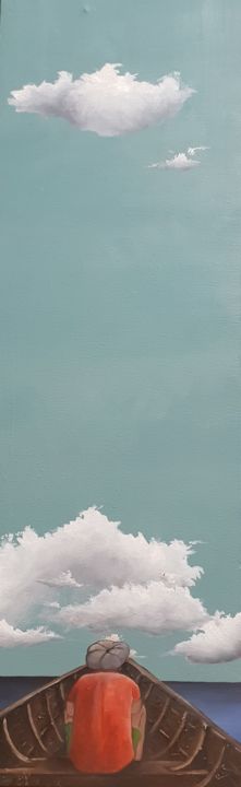 Картина под названием "Sur le canal du Moz…" - Fred Besnardiere, Подлинное произведение искусства, Масло
