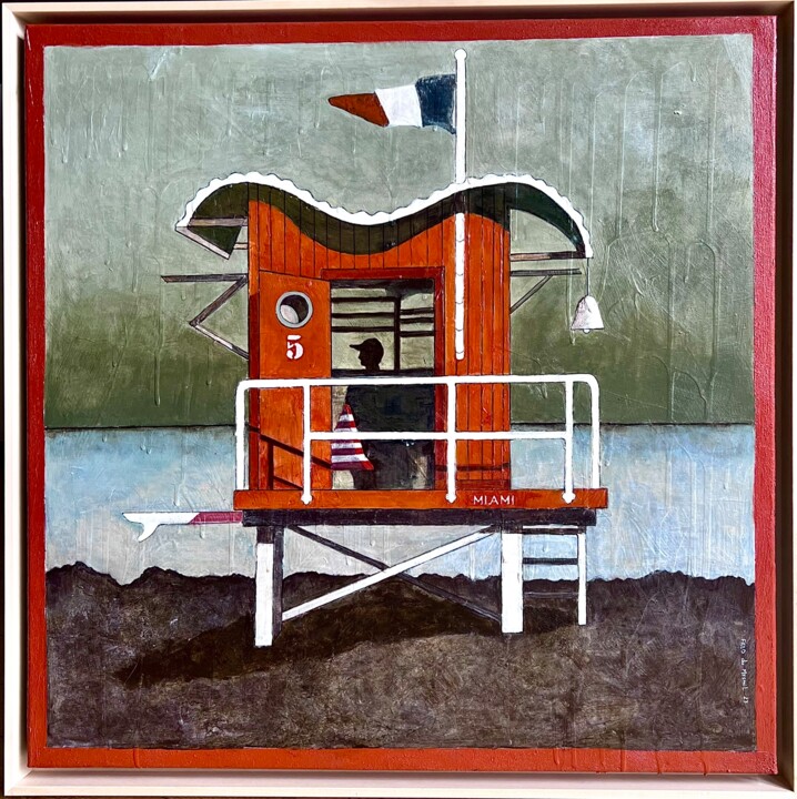 Peinture intitulée "Cabine" par Fred Du Mesnil, Œuvre d'art originale, Acrylique Monté sur Châssis en bois