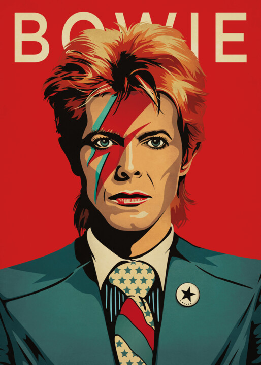 Digital Arts με τίτλο "Bowie" από Fred Pabion, Αυθεντικά έργα τέχνης, 2D ψηφιακή εργασία