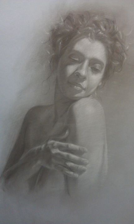 Dibujo titulada "Adhira 1" por Fred Whitson, Obra de arte original, Carbón