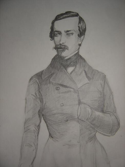 Drawing titled "Napoleon III" by Freda Bey, Original Artwork