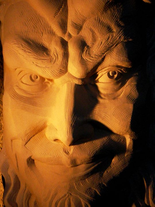 Sculpture titled "la-malice-du-satyre…" by Freddy Blackberry, Original Artwork, Stone