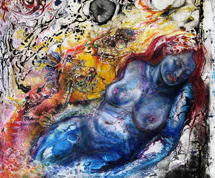 Peinture intitulée "dream-in-blue-fredd…" par Freddy Blackberry, Œuvre d'art originale, Autre