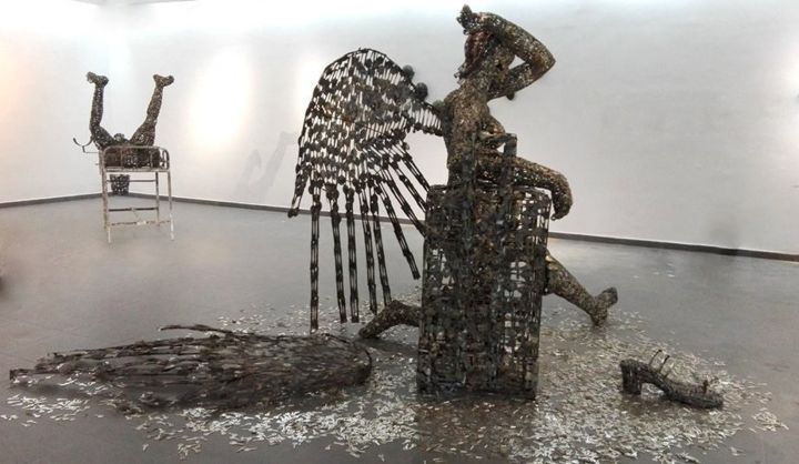 Installation intitulée ""L'ange déchu" - "A…" par Freddy Tsimba, Œuvre d'art originale