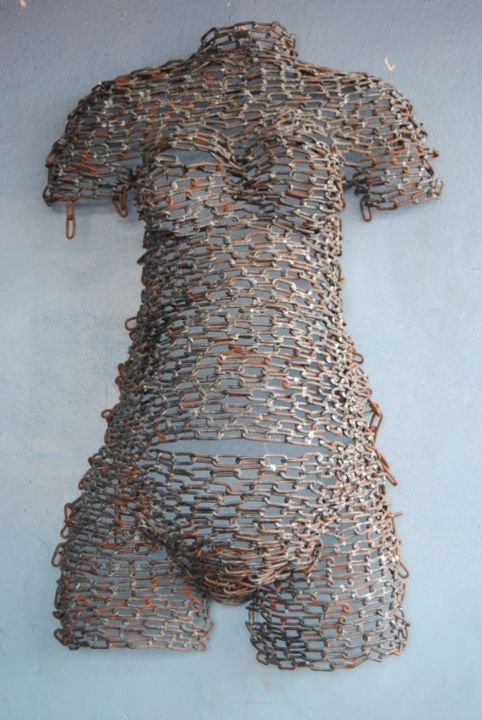 Sculpture intitulée "Silhouette effacée" par Freddy Tsimba, Œuvre d'art originale