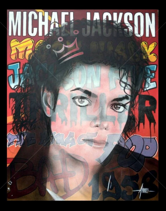 Painting titled "Michael Jackson" by Frédéric Andrès, Original Artwork, Acrylic