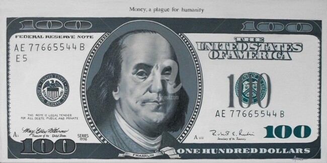 Peinture intitulée "Money, a plague for…" par Frédéric Andrès, Œuvre d'art originale, Huile