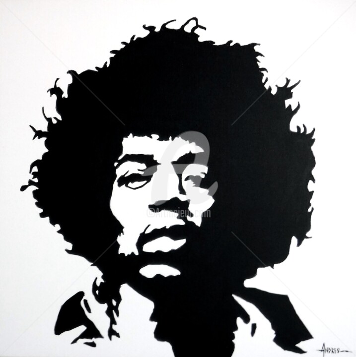 제목이 "Jimmy Hendrix"인 미술작품 Frédéric Andrès로, 원작, 아크릴