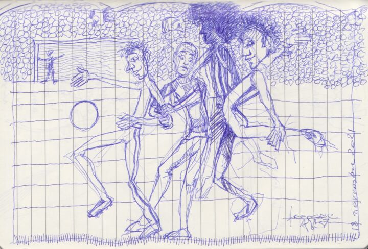Drawing titled "Qu'importe la victo…" by Frédéric Avez, Original Artwork, Ballpoint pen