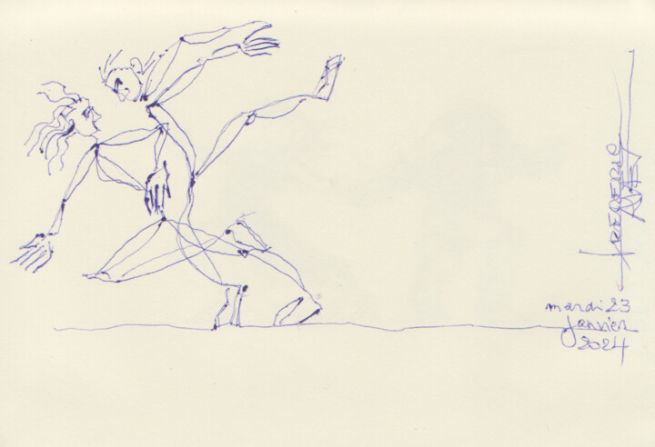 Drawing titled "mardi 23 janvier 20…" by Frédéric Avez, Original Artwork, Ballpoint pen