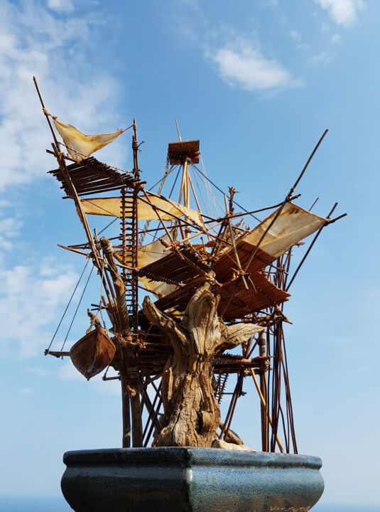 Skulptur mit dem Titel "Premier naufrage" von Frédéric Berrin, Original-Kunstwerk, Gemischte Medien