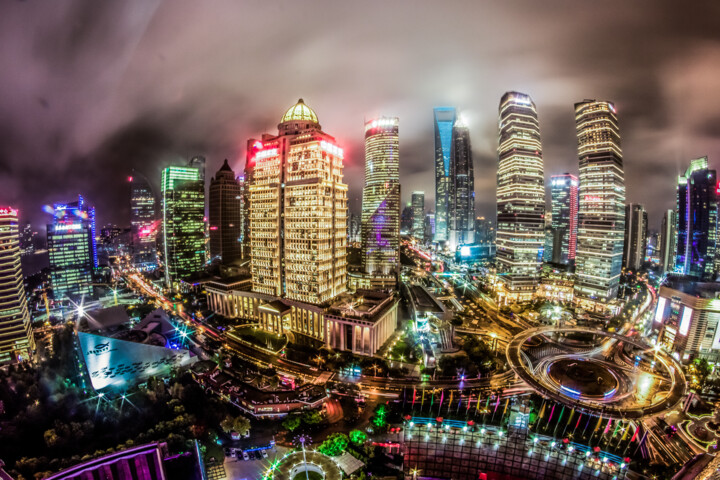 Photographie intitulée "Escale à Shanghai" par Frederic Bos, Œuvre d'art originale, Photographie numérique