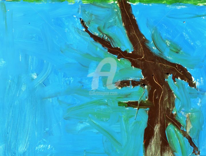 Painting titled "" arbre "" by Fredburic, Original Artwork, Oil