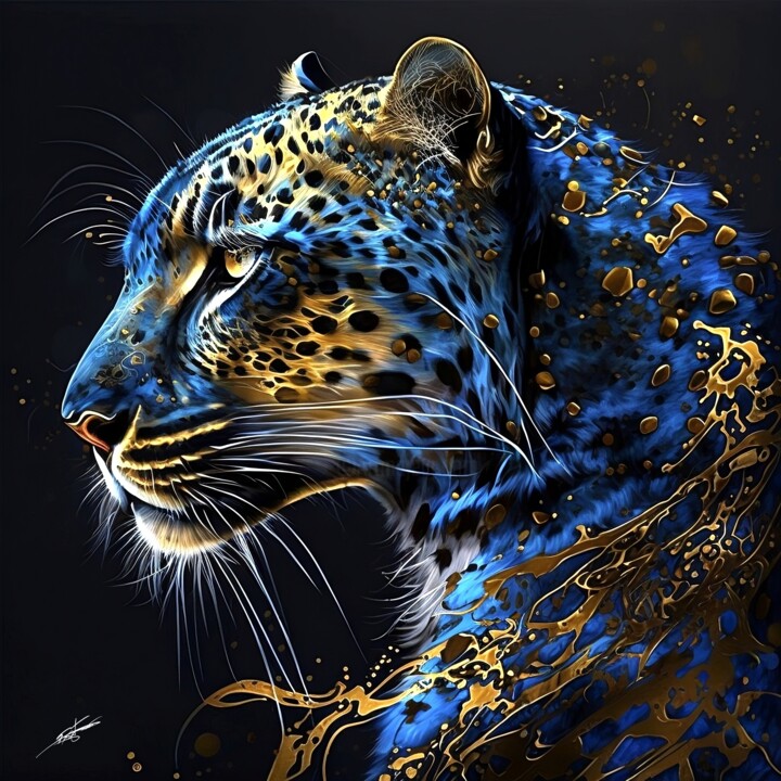 Arts numériques intitulée "Panthere V8" par Frédéric Font (Chroma), Œuvre d'art originale, Peinture numérique Monté sur Châs…