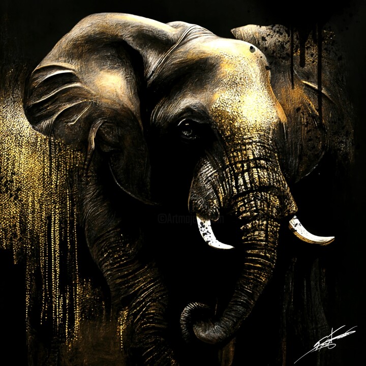 Arts numériques intitulée "ElephantV5" par Frédéric Font (Chroma), Œuvre d'art originale, Peinture numérique