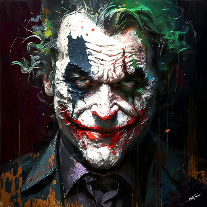 Arts numériques intitulée "Joker Portrait" par Frédéric Font (Chroma), Œuvre d'art originale, Peinture numérique Monté sur C…