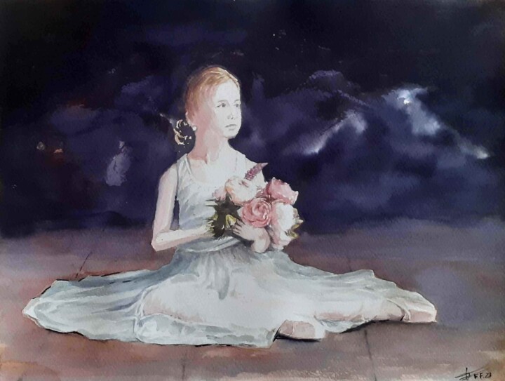 Malerei mit dem Titel "Petite danseuse bal…" von Frédéric Fournier, Original-Kunstwerk, Aquarell