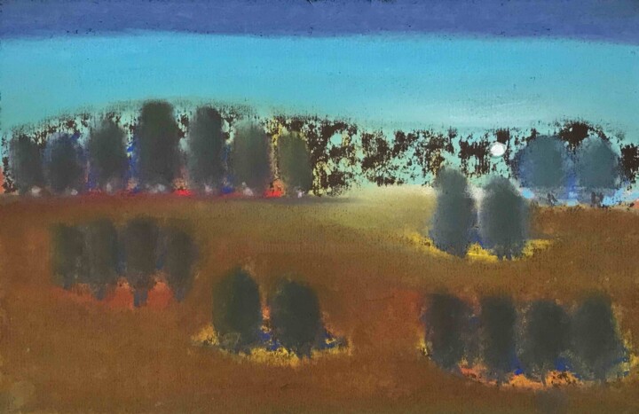 Dessin intitulée "Paysage silencieux…" par Frédéric Hartmann, Œuvre d'art originale, Pastel