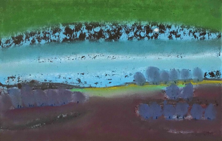 Dessin intitulée "paysage silencieux…" par Frédéric Hartmann, Œuvre d'art originale, Pastel