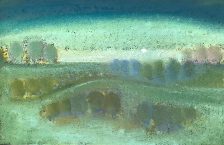 Dessin intitulée "Paysage silencieux…" par Frédéric Hartmann, Œuvre d'art originale, Pastel
