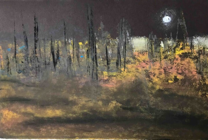 Dessin intitulée "Paysage silencieux…" par Frédéric Hartmann, Œuvre d'art originale, Pastel