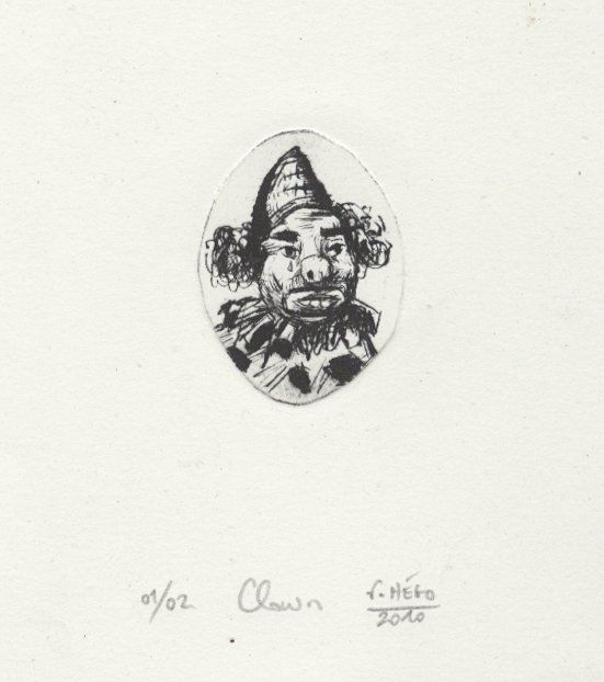 Dessin intitulée "Clown." par Frhégo, Œuvre d'art originale, Autre